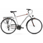 Trekingový bicykel 28" Romet Wagant strieborno-červený hliníkový 21" Trekingový bicykel 28" Romet Wagant strieborno-červený hliníkový 21"